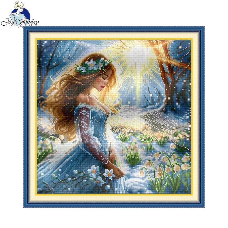 Embroidery Meaning - ชุดงานปักครอสติชบนผ้าใบลายนางฟ้าหิมะ HD 14CT 16CT Aida นับ11CT
