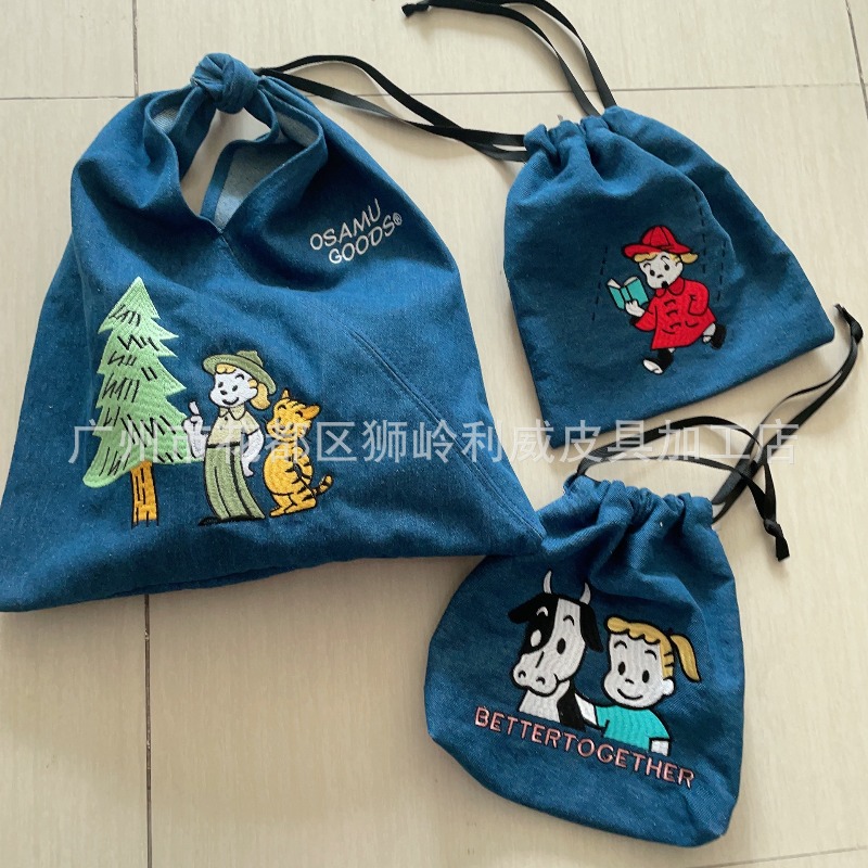 Embroidery Bag - สินค้า OSAMU สุดฮิต ซีรีส์กระเป๋าถือแฟชั่นปักลายการ์ตูนน่ารัก กระเป๋าถือเดนิมลำลอง ของขวัญวันเกิดสำหรับผู้หญิง