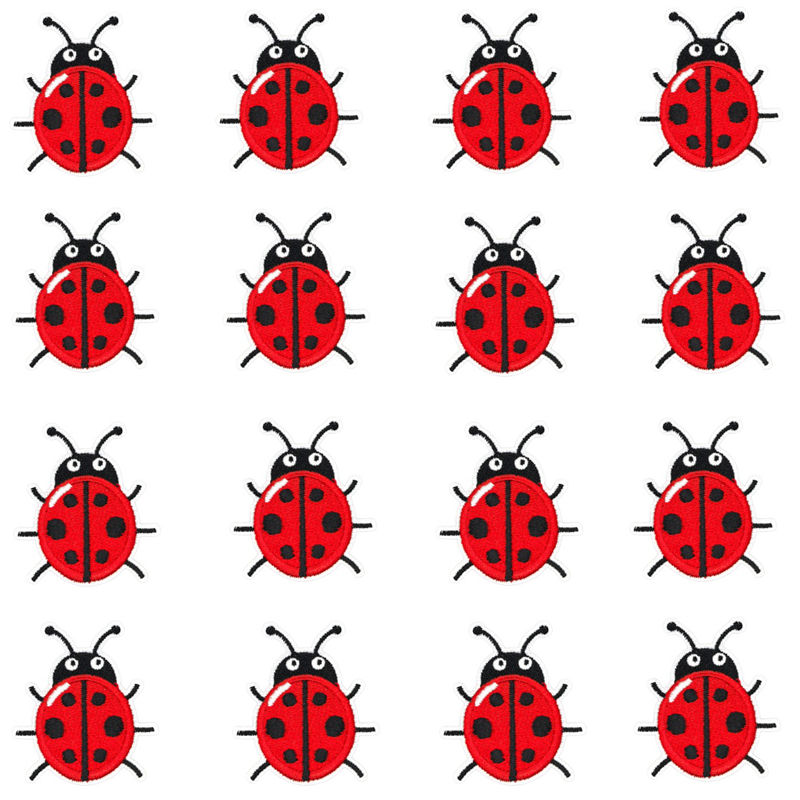 Embroidery Lady Bug - 16 ชิ้น/ชุด แพทช์ลายเต่าทองน้อยน่ารัก ปักลายแมลง สำหรับตกแต่งเสื้อผ้า อุปกรณ์งานฝีมือ