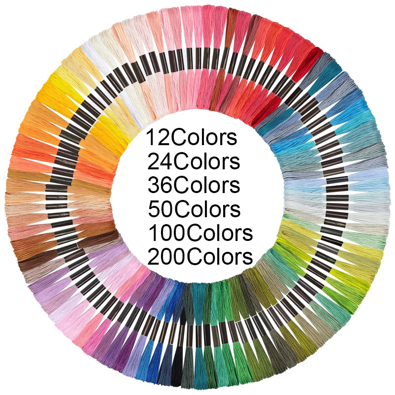 Embroidery Meaning - ด้ายปักผ้า 12/24/36/50/100/200 สี ด้ายเย็บผ้า ด้ายทำสร้อยข้อมือ ด้ายเส้นเล็ก