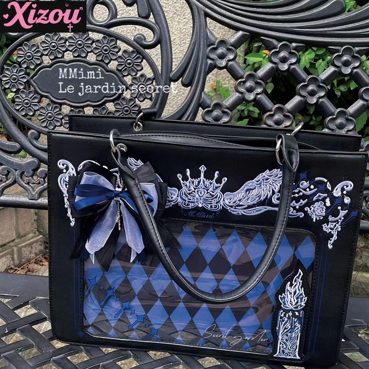 Embroidery Rose - กระเป๋าสะพายไหล่ลายปักสองมิติ รุ่น Original Gothic Dack Lolita