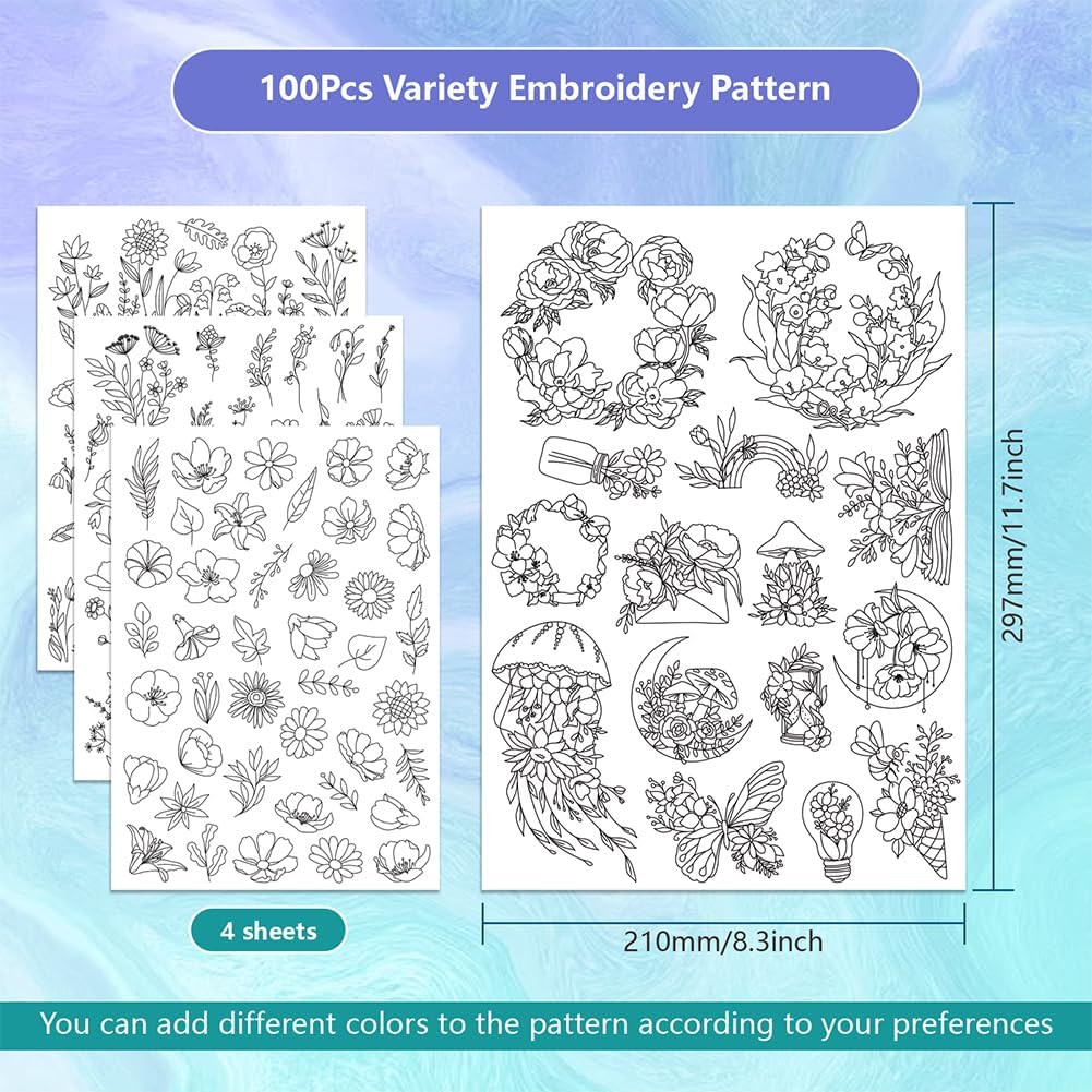 4 แผ่นน้ําเย็บปักถักร้อยรูปแบบ - Embroidery Meaning บทวิจารณ์และราคา