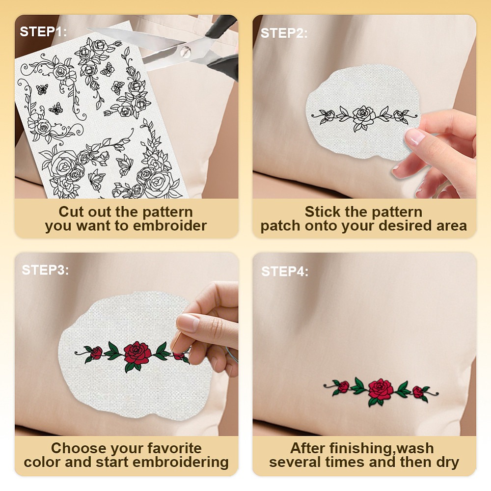 แผ่นลายปักลายลูกไม้ดอกกุหลาบ 3 - Embroidery Rose บทวิจารณ์และราคา