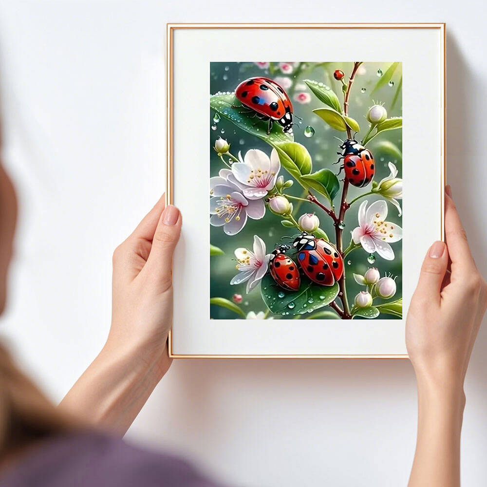 Huacan ภาพวาดติดเพชรรูปกบและพื - Embroidery Lady Bug บทวิจารณ์และราคา