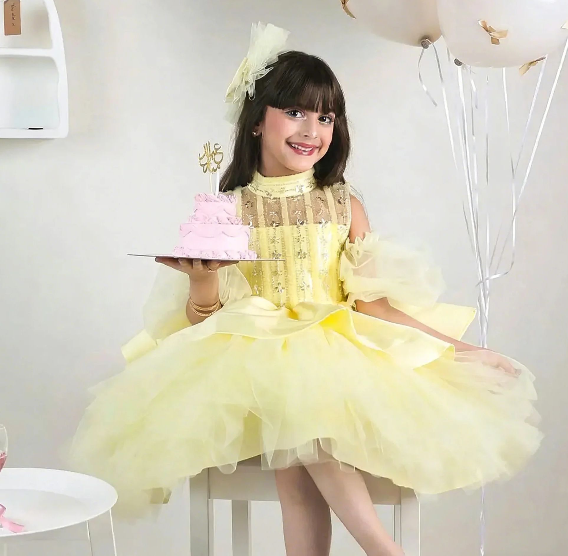 ชุดเดรสเด็กผู้หญิงสีเหลืองสำหร - Embroidery Yellow Dress บทวิจารณ์และราคา