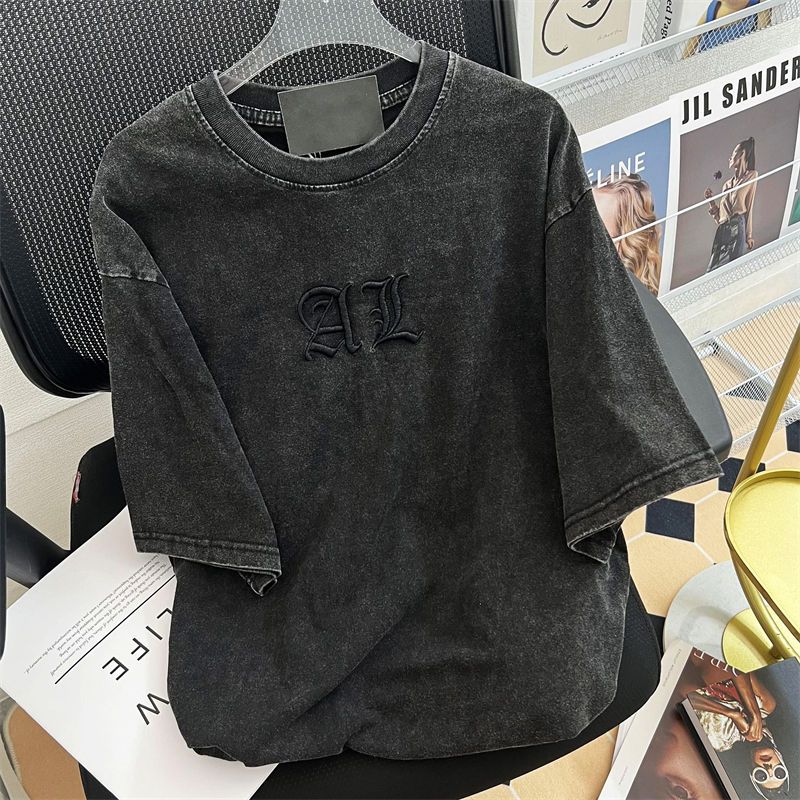 เสื้อยืดผู้หญิงปักลายตัวอักษรแ - Embroidery Cotton Shirt บทวิจารณ์และราคา
