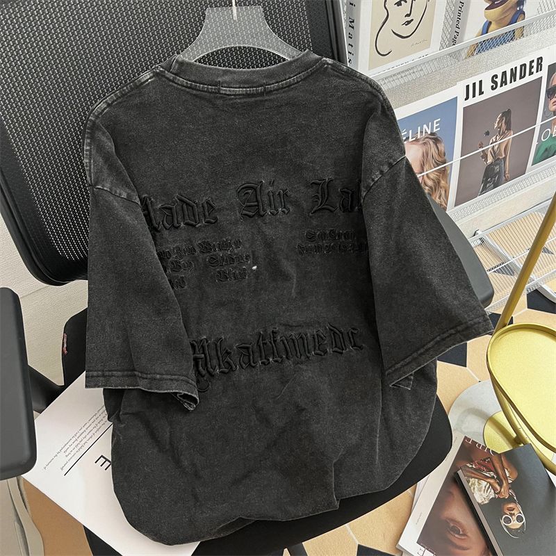 เสื้อยืดผู้หญิงปักลายตัวอักษรแ - Embroidery Cotton Shirt บทวิจารณ์และราคา