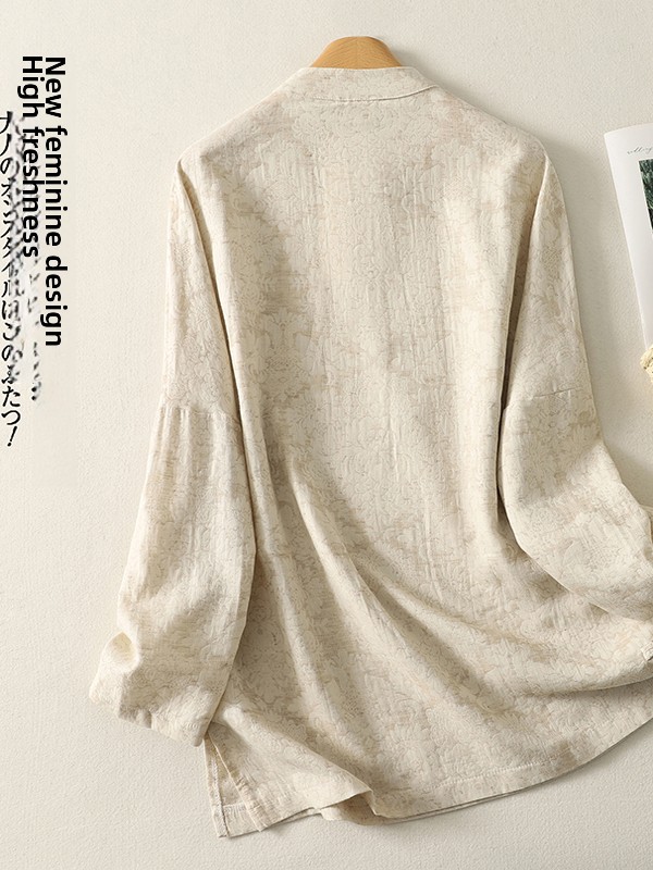 เสื้อเชิ้ตผ้าฝ้ายผสมผ้าลินิน ล - Embroidery Cotton Shirt บทวิจารณ์และราคา